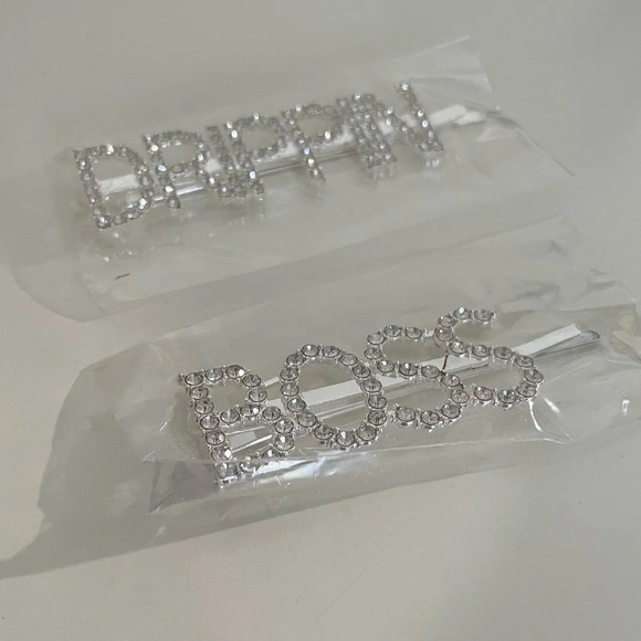 Crystal Rhinestone Studded Metal Hair Pin Accessories “DRIPPIN” & “BOSS” Set - Picture 6 of 11